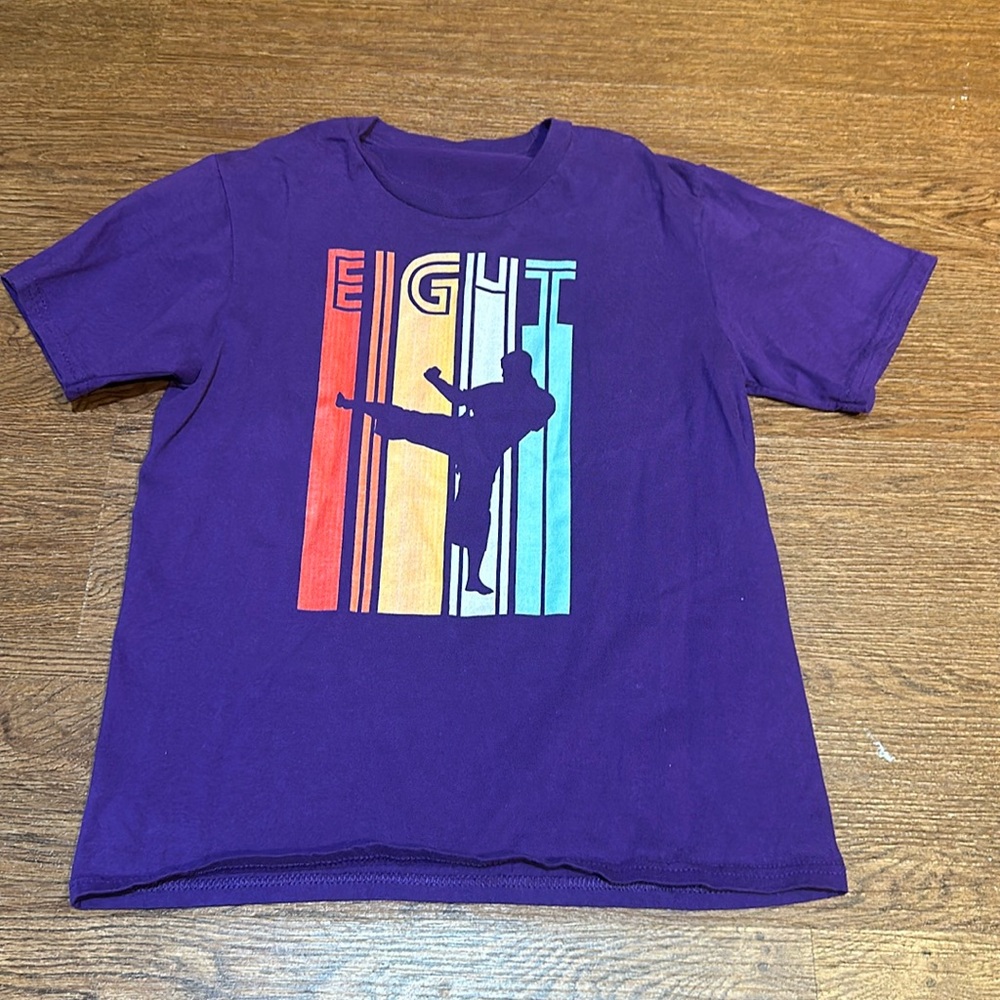 Kids 8th Birthday Karate Retro Taekwondo Martial Arts Boys unisex T-Shirt